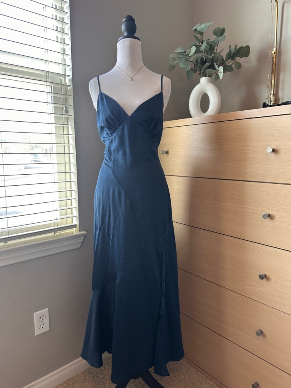Dress Forum Teal Slip Maxi Dress with Spaghetti Straps